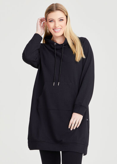 Plus Size Cowl Pocket Sweat Dress