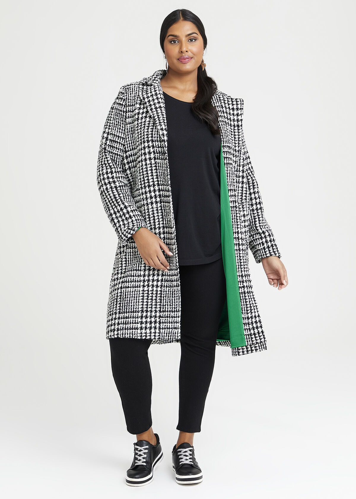 Plus size check coat shop