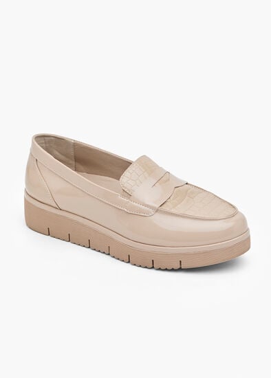 Wedge Croc Patent Loafer