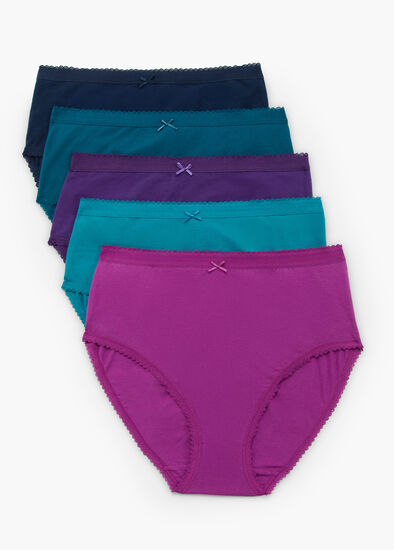 Plus Size 5 Pack Cotton Jewel Briefs