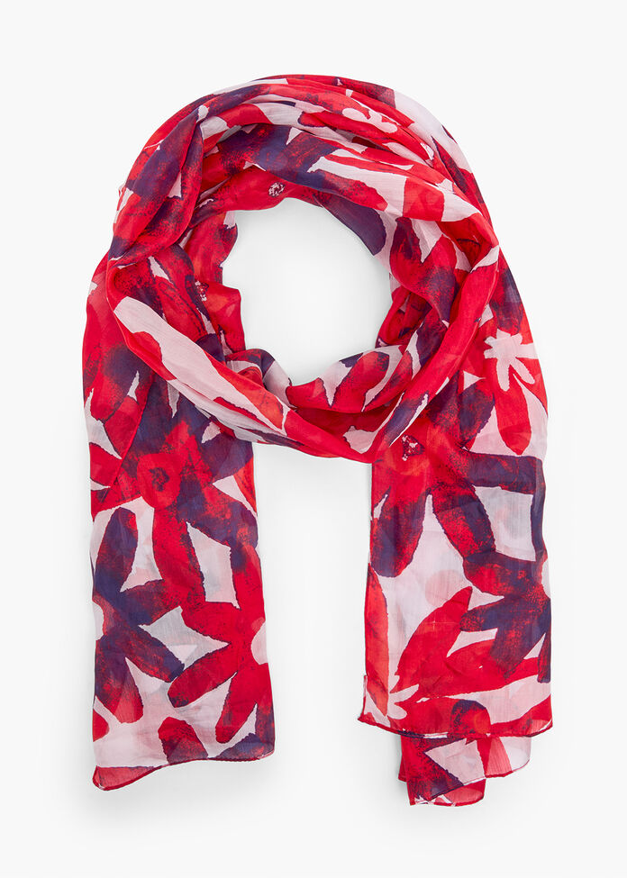 Red Daisy Silk Scarf, , hi-res
