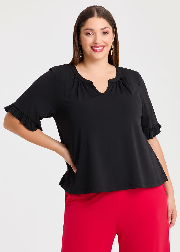 Holly Ruffle Sleeve Party Top, , hi-res