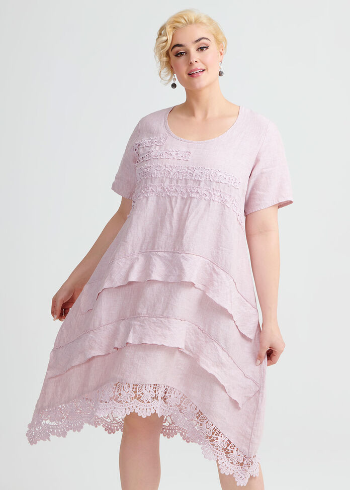 Linen Lace Dress, , hi-res