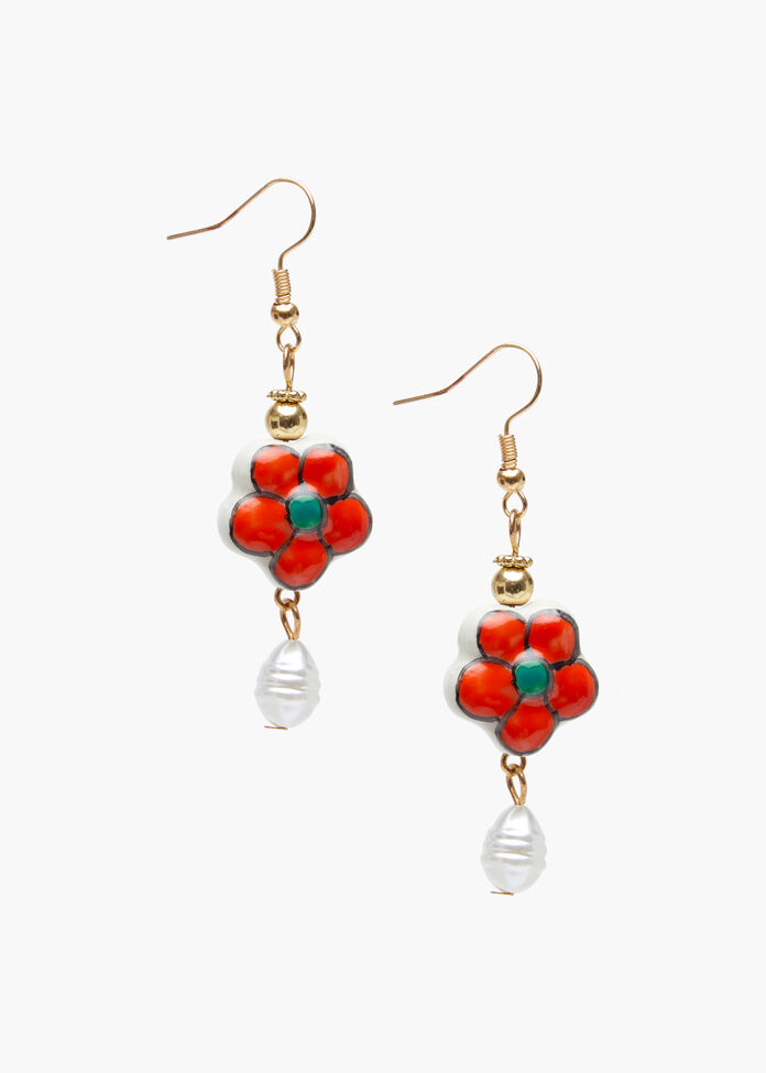 Flower Charm Earrings, , hi-res