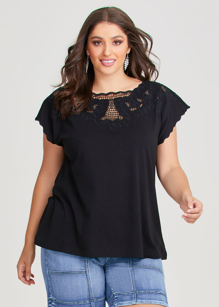 Shop Plus Size Cotton Embroidery Top in Black | Taking Shape AU