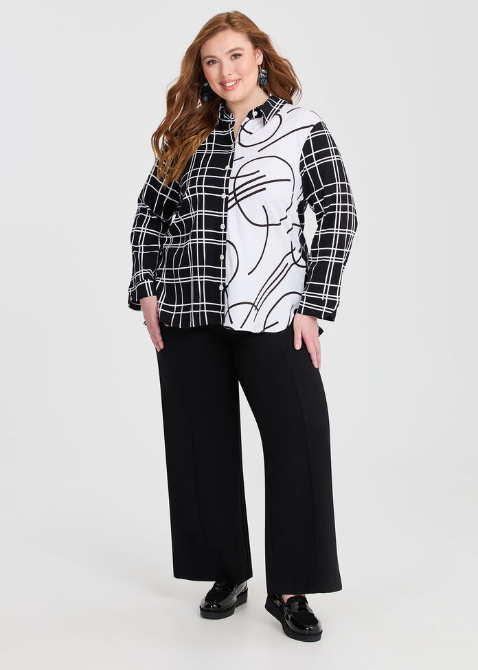 Natural Abstract Check Shirt, , hi-res