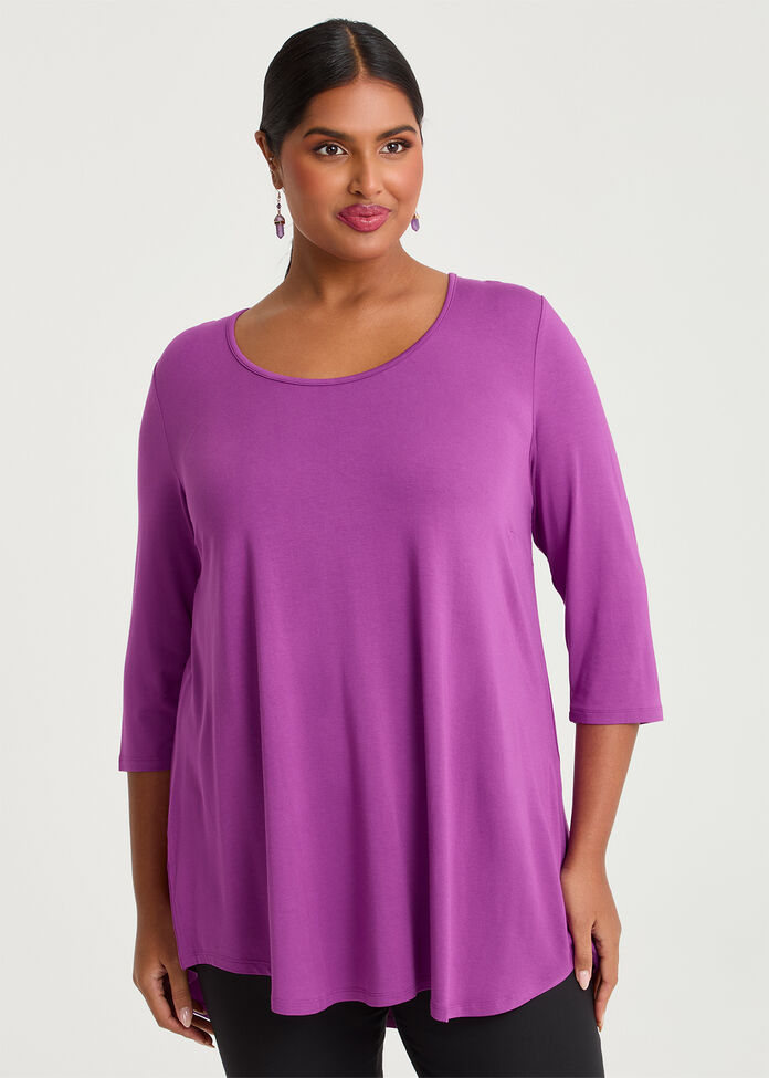 Bamboo Base 3/4 Sleeve Top, , hi-res