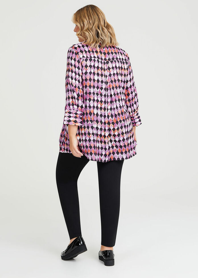Geo Luxe Satin Shirt, , hi-res