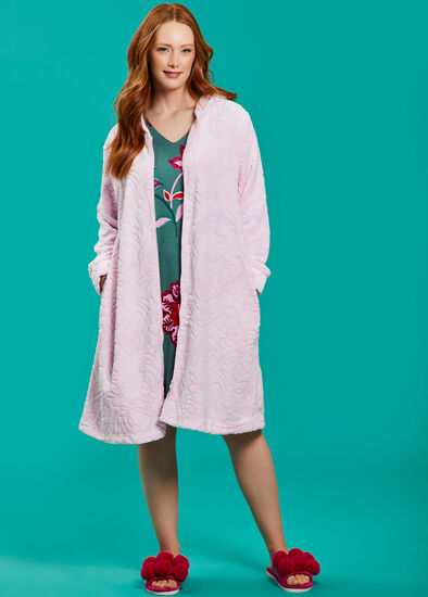 Plus Size Jacquard Hooded Dressing Gown