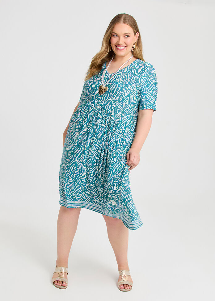 Border Print Dress, , hi-res
