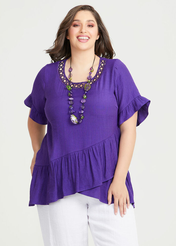Lace Neck Natural Tunic, , hi-res