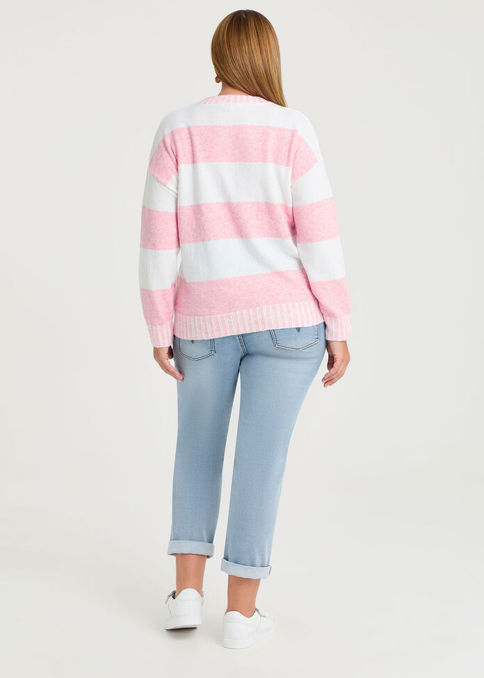 Block Stripe Crew Neck Jumper, , hi-res