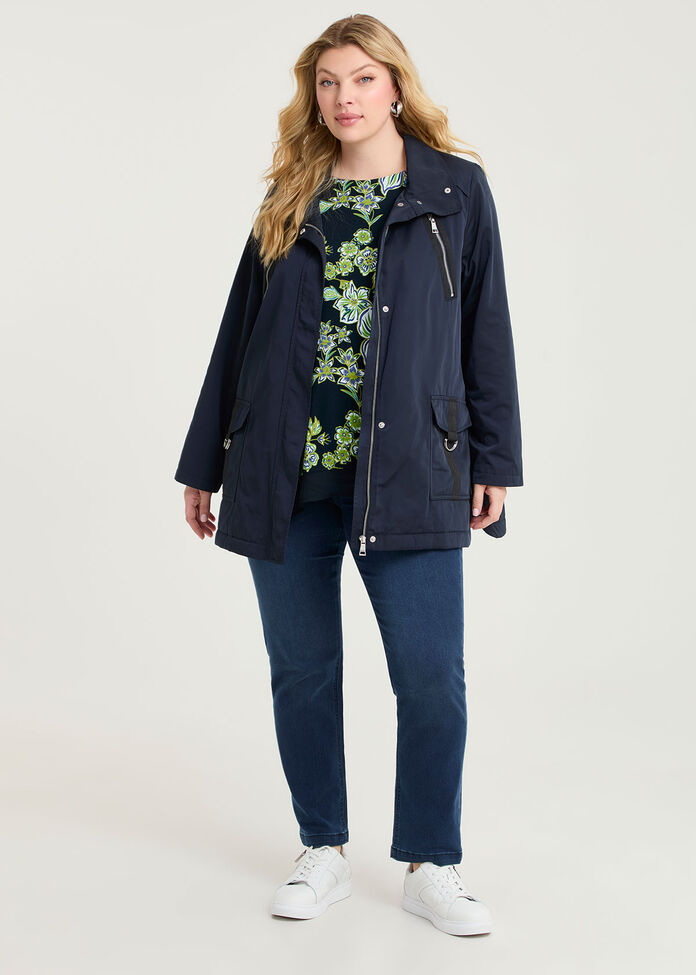 Relaxed Metal Trim Detail Jacket, NAVY, hi-res