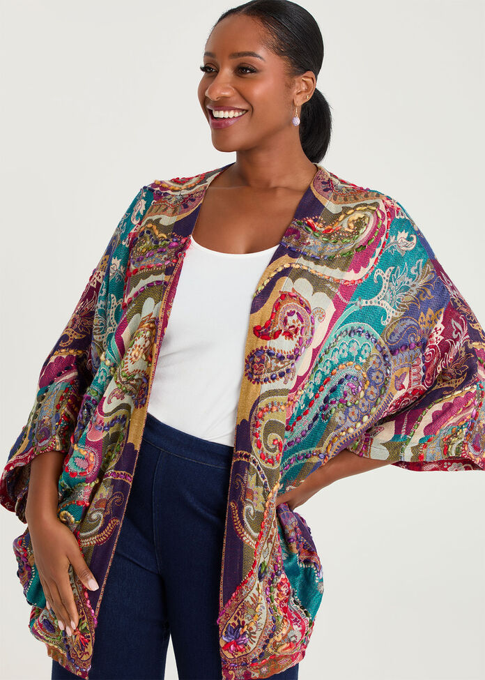Multi Colour Embroidered Cape, , hi-res
