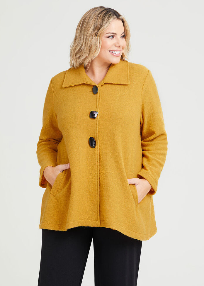 Shop Plus Size Swing Boiled Wool Jacket in Yellow, Sizes 12-30