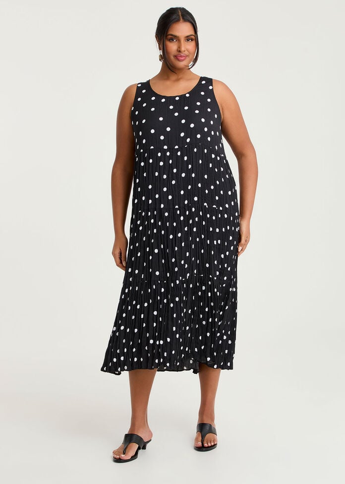 Pleated Enya Polka Dress, , hi-res