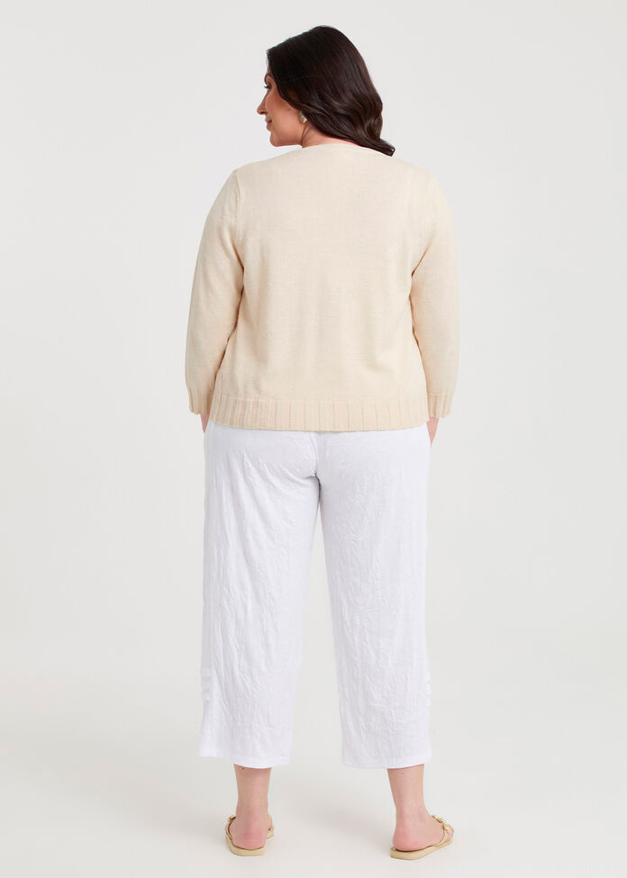 Drape Front Slub Knit Crop Cardigan, , hi-res