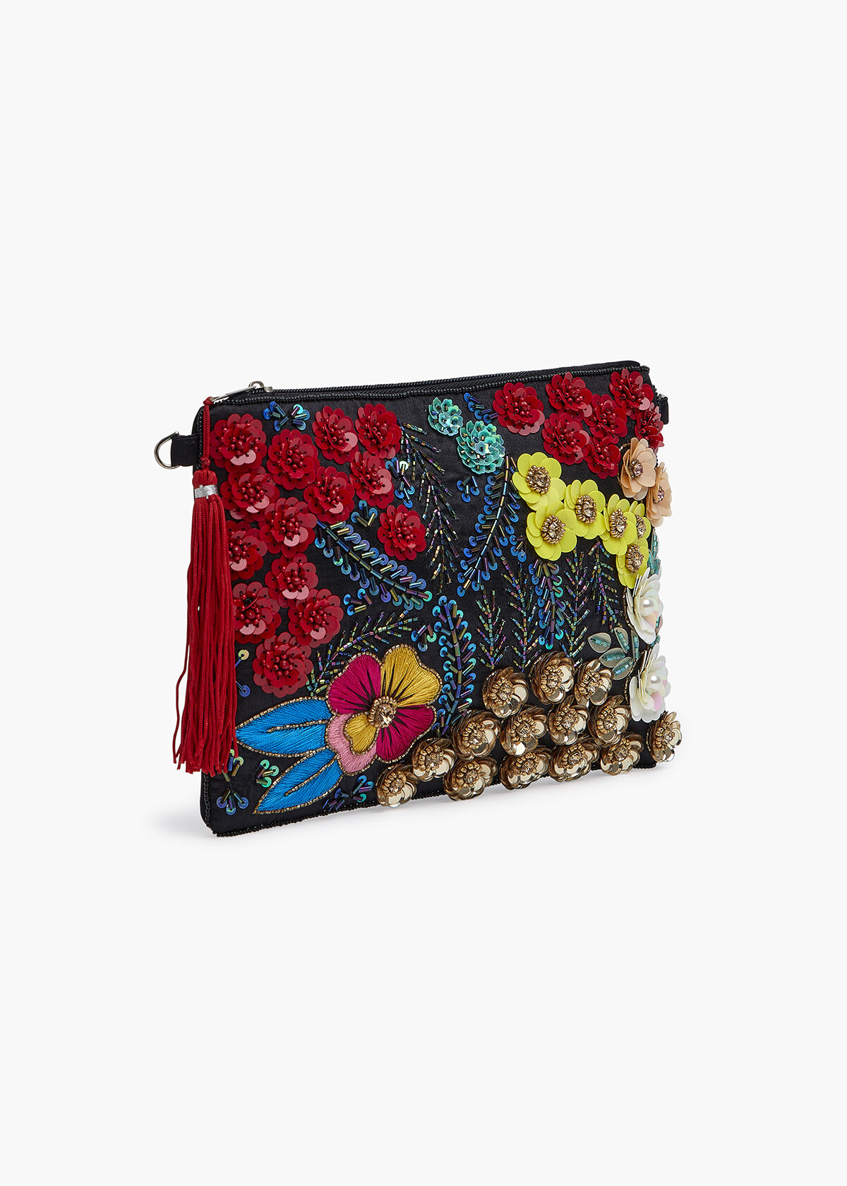 Floral beaded clutch bag hot sale