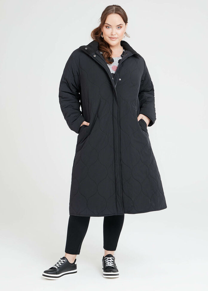 Shop Plus Size Quilted Hooded Puffer Jacket in Black | Sizes 12-30 ...