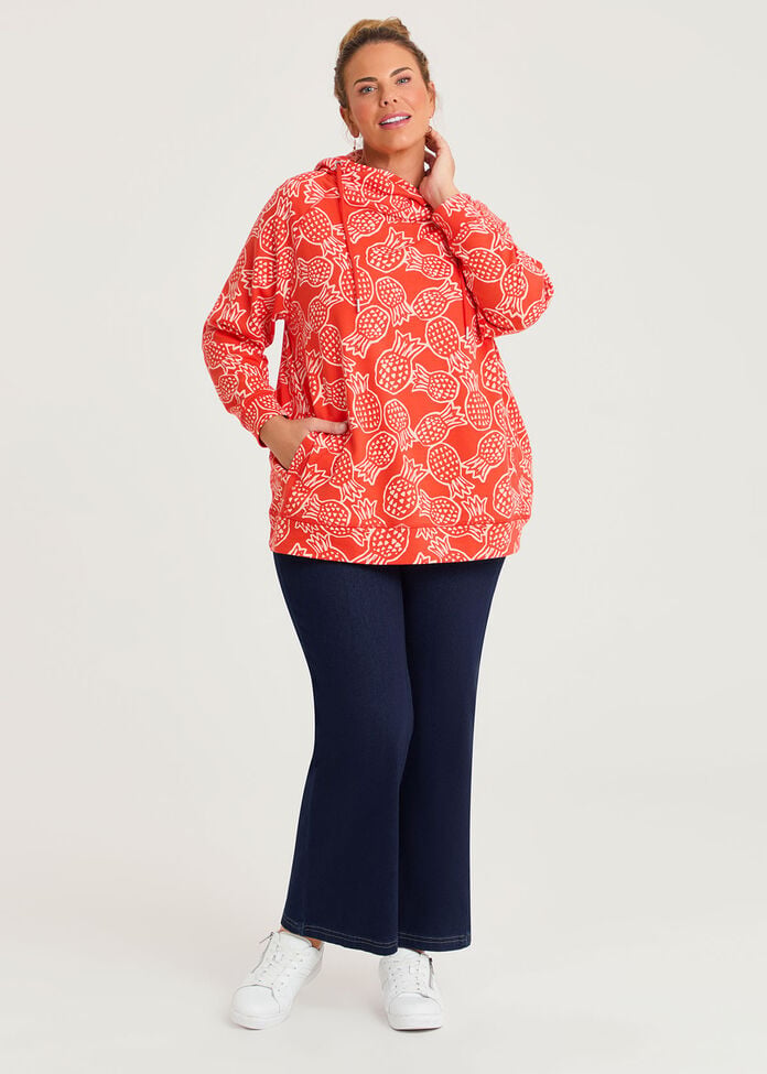 Printed Draw Collar Sweat, , hi-res