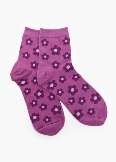 Plus Size 3 Pack Cotton Floral Socks