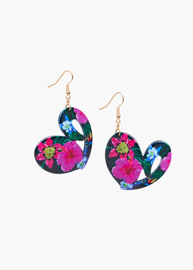 Printed Heart Earrings