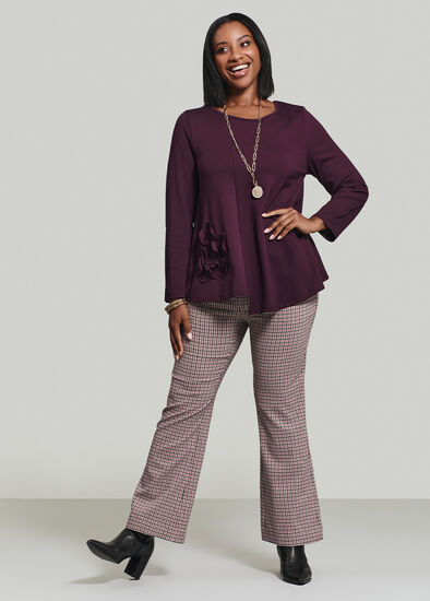 Plus Size Check Bootleg Natural Pant