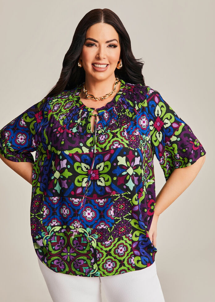 Shop Plus Size Natural Dahlia Top, Multi Taking Shape UK