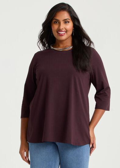 Plus Size Good Earth Australian Cotton 3/4 Sleeve T-Shirt