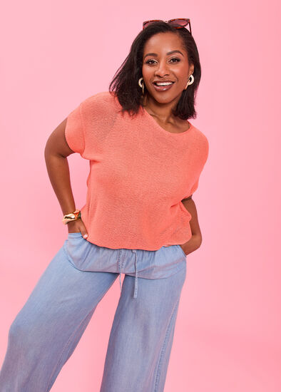 Plus Size Extended Sleeve Open Knit Top