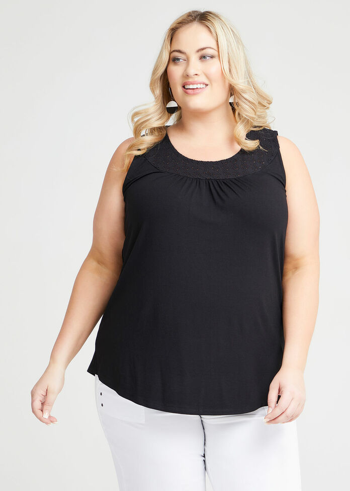 Shop Plus Size Broderie Essence Tank in Black | Sizes 12-30 | Taking ...