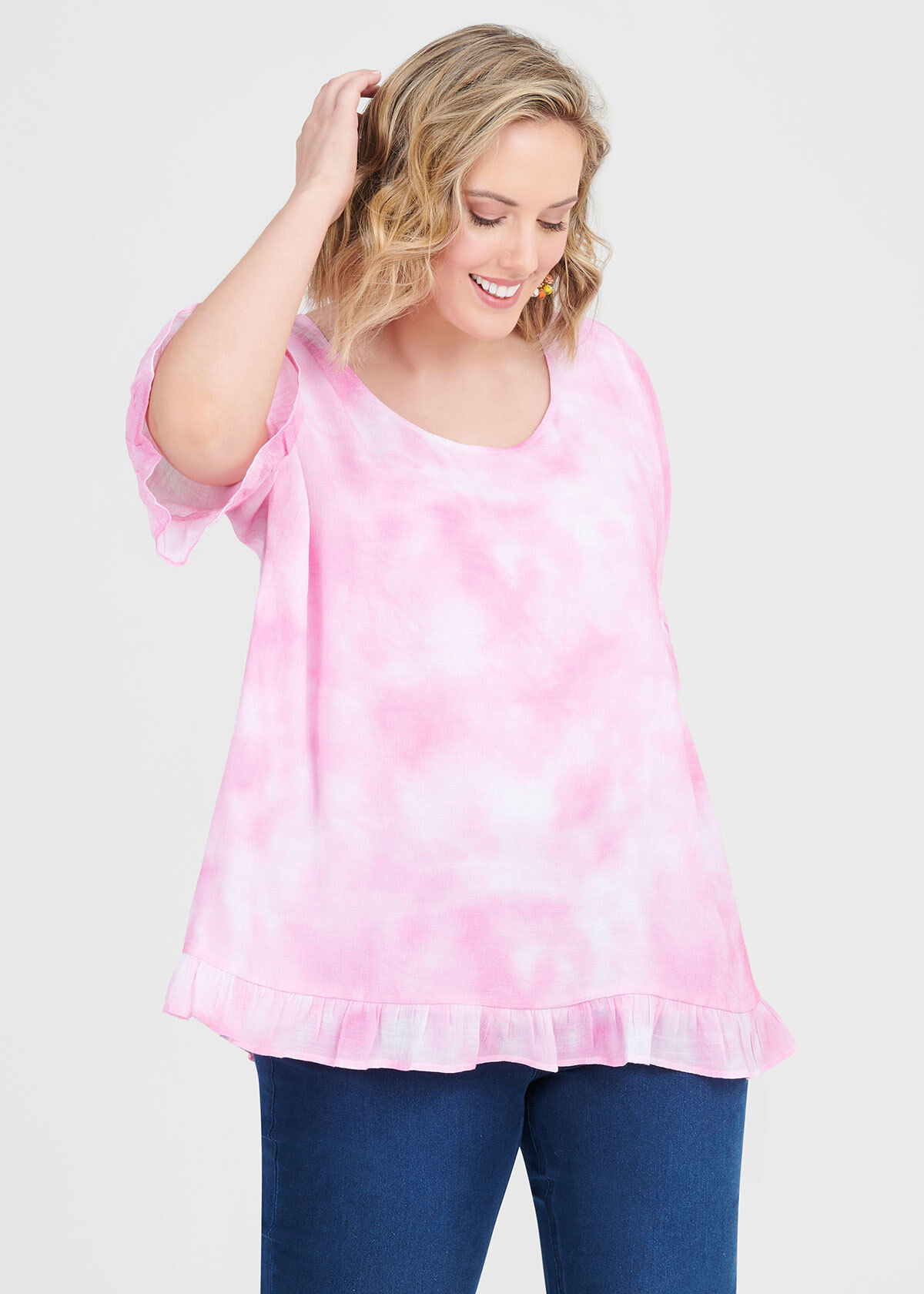 Plus size tie dye tops uk clearance