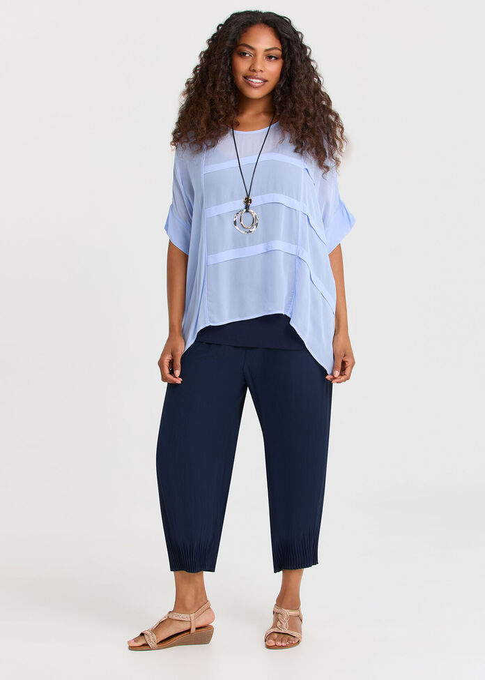 Pleat Hem Crop Pant, , hi-res