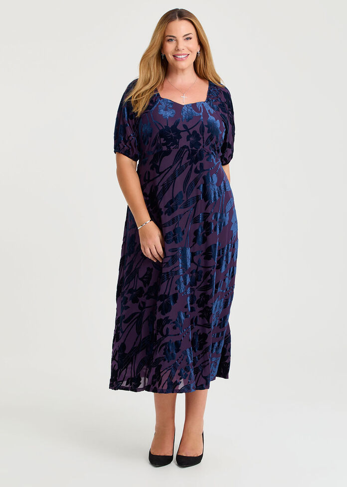 Bouquet Velvet Cocktail Dress, , hi-res