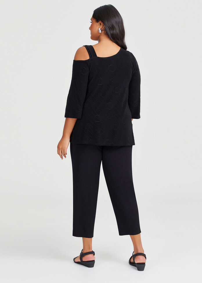 Pleated Slanted Shoulder Slimming Top