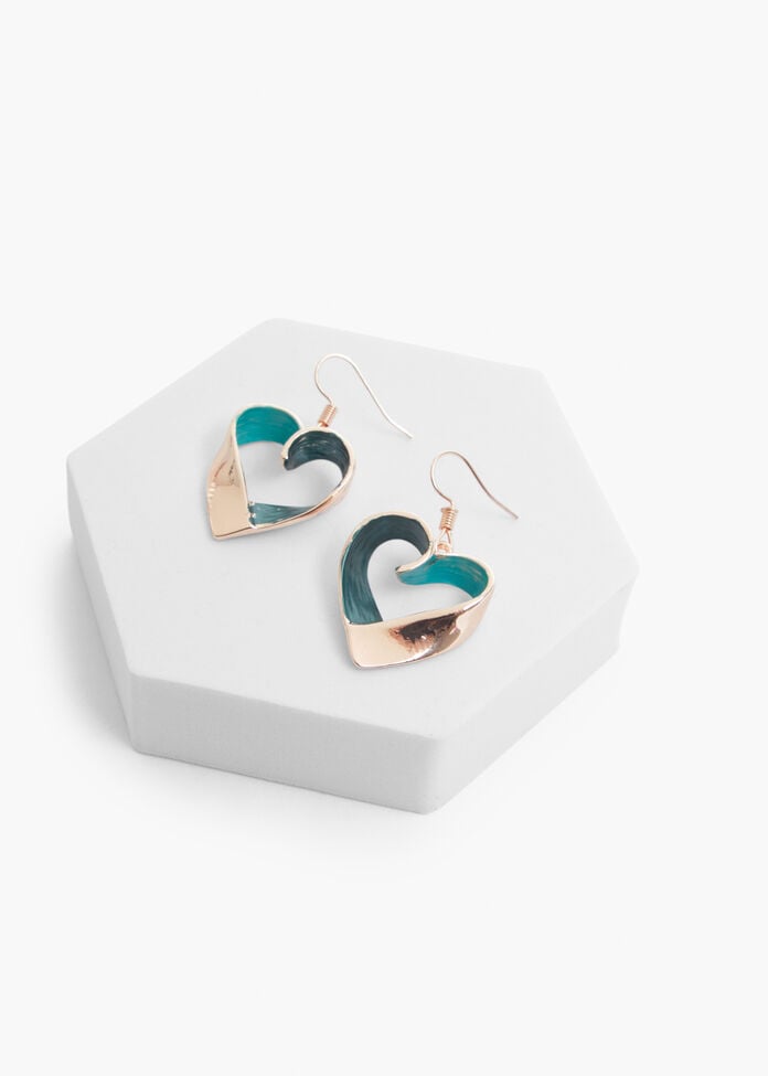 Big Heart Enamel Earrings, , hi-res