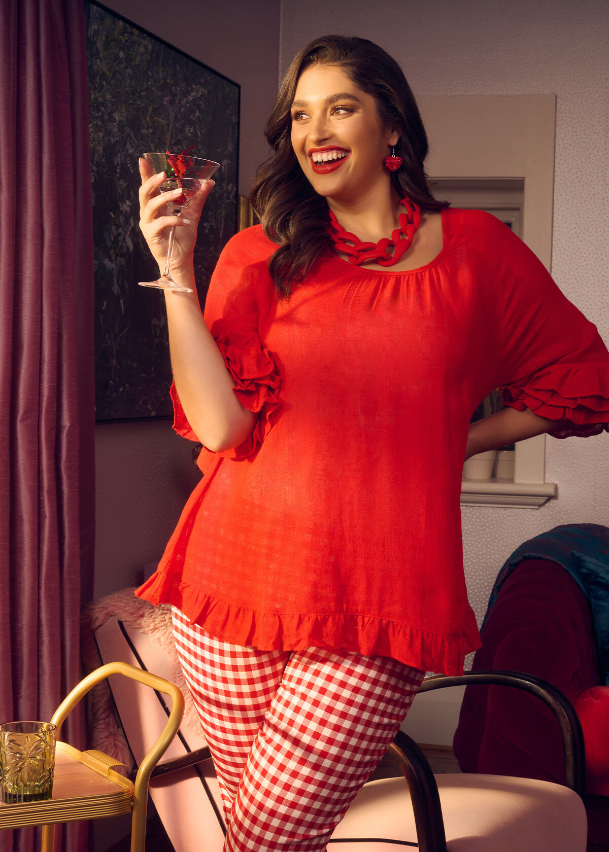 Plus size online ruffle top