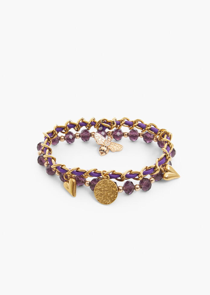 Fabric & Charms Bracelet Set, , hi-res