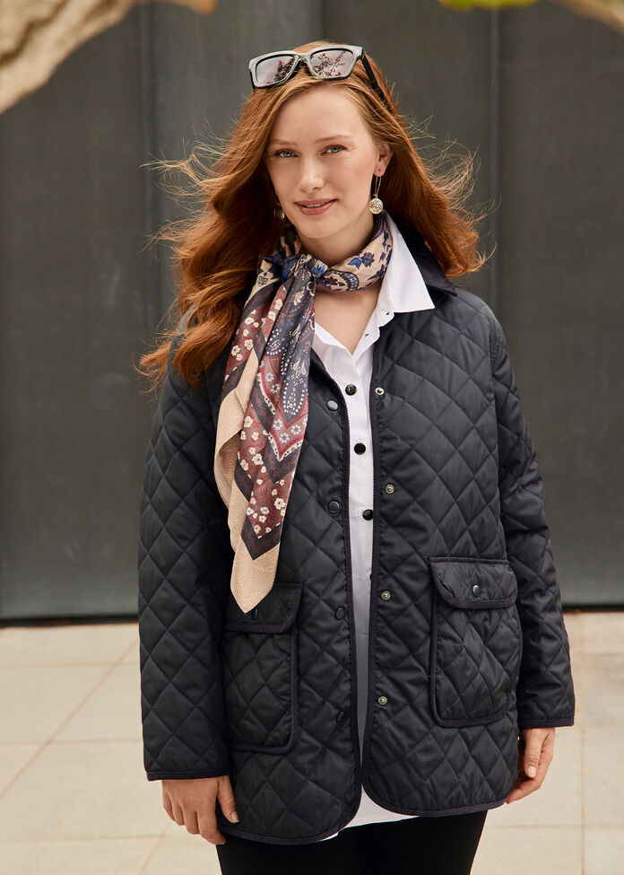 Quilted Cord Trim Barn Jacket, , hi-res