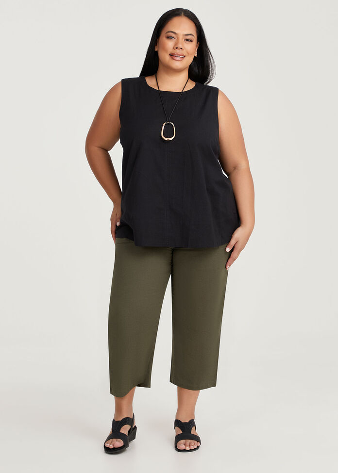 Cotton Linen Sleeveless Top, , hi-res
