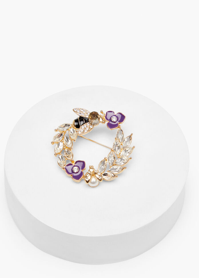 Diamante Bee Brooch, , hi-res