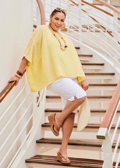 Plus Size Linen Blend Carmen Overtop
