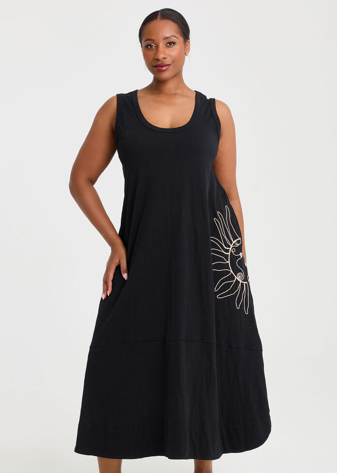 Shop Plus Size Cotton Cord Detail Maxi Dress, Black Taking Shape AU