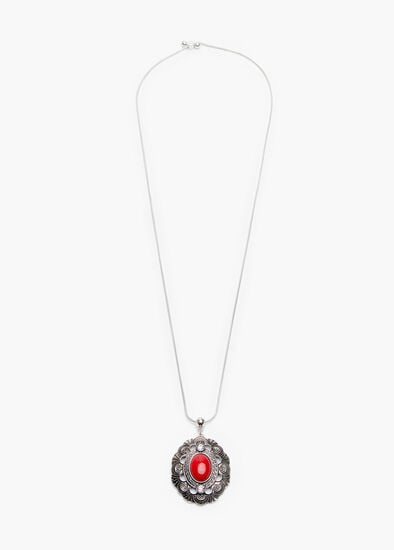 Red Pendant Long Necklace