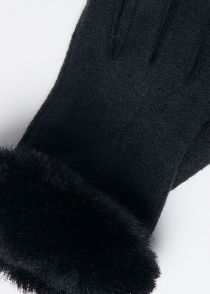 Faux Fur Gloves, , hi-res