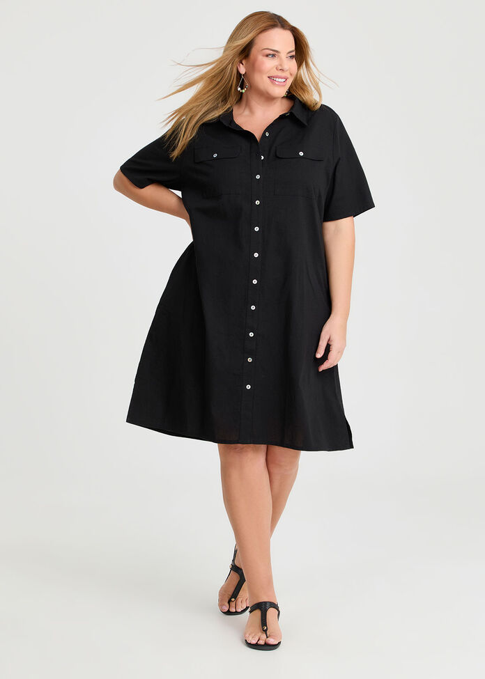 Cotton Linen Utility Dress, , hi-res