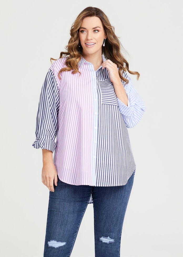 Spliced Stripe Shirt, , hi-res