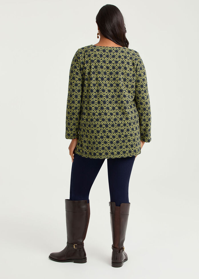 Cotton Geometric Flower Top, , hi-res