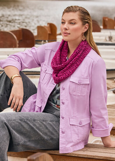 Plus Size Lyocell Blend Casual Jacket