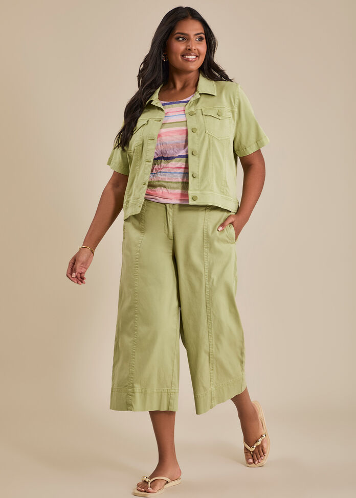 Lyocell Wide Leg Crop Pant, , hi-res